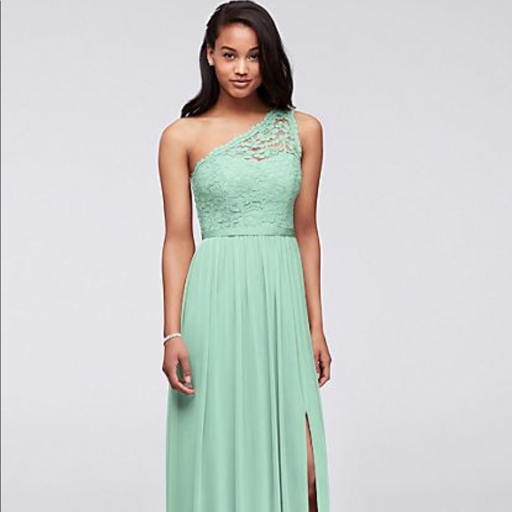 David’s Bridal Lace One Shoulder Bridesmaid Dress